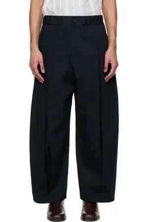SAGE NATION Pantalon bleu marine à plis creux