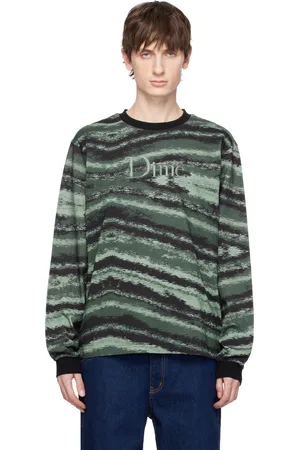 DIME T-shirt à manches longues vert à motif de coups de pinceau