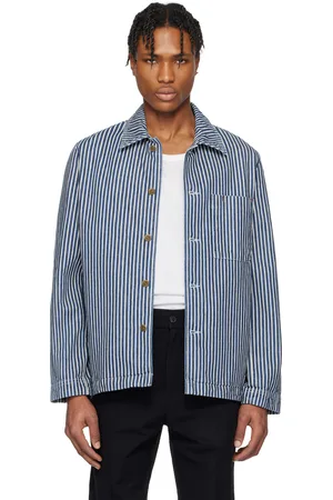 A.P.C. Blouson Raphael bleu marine et blanc cassé en denim