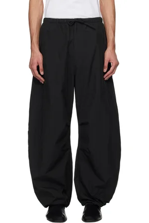 AMOMENTO Pantalon bourgeron ample noir à cordons coulissants