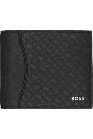 HUGO BOSS Portefeuille noir en cuir saffiano