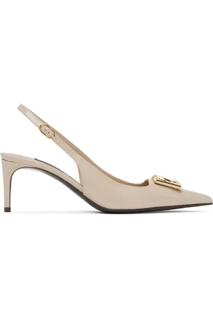 Dolce & Gabbana Chaussures à petit talon Lollo beiges à bride arrière