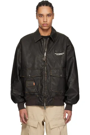A Bathing Ape Blouson aviateur brun en cuir synthétique édition Alpha Industries