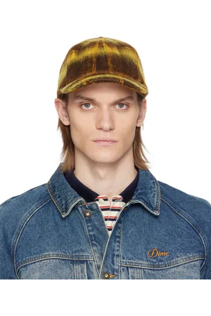 DIME Casquette à couronne basse jaune et brun en melton brossé