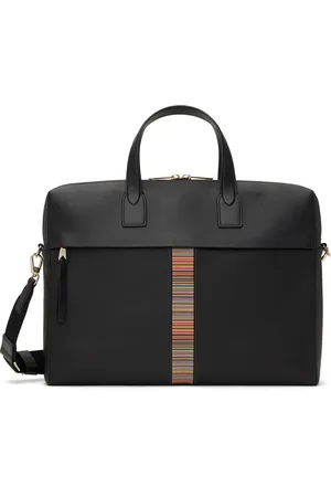 Paul Smith Porte-document à deux volets noir en cuir à garniture à rayures emblématiques