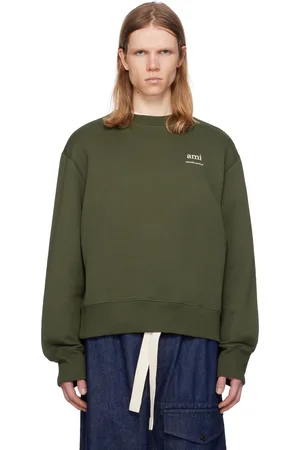 Ami Pull molletonné vert en coton
