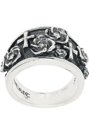 YOHJI YAMAMOTO Bague argentée à ornements de rose