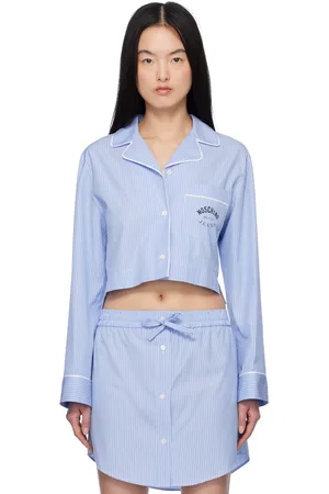 Moschino Chemise bleue en coton à rayures