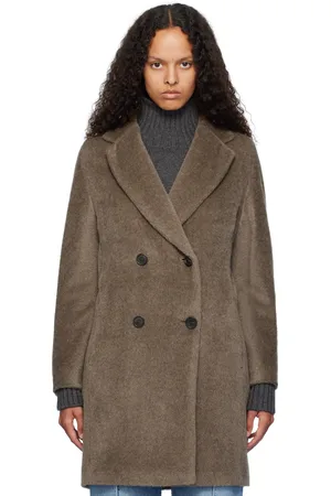 Max Mara Manteau Roseto taupe en fourrure synthétique - 