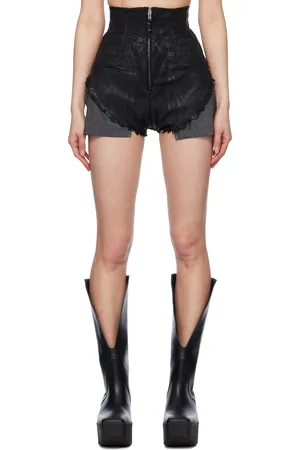 Rick Owens Short Dirt noir en denim à bords bruts - Hollywood