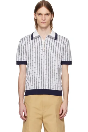 Casablanca Polo blanc et bleu marine à monogrammes