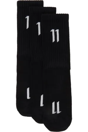 11 BY BORIS BIDJAN SABERI Ensemble de trois paires de chaussettes noires à logos 11