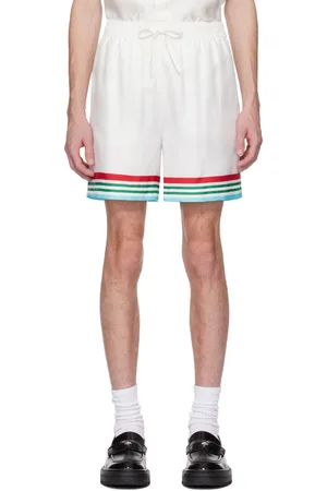 Casablanca Short blanc en soie à logo Casa Way World Series
