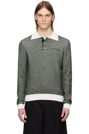 Casablanca Polo vert et brun en bouclé à rayure