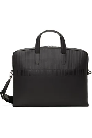 Paul Smith Porte-document à deux volets brun en cuir à rayures Shadow