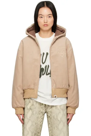 BAPE Blouson rembourré en velours côtelé à capuche