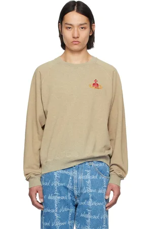 Vivienne Westwood Pull molletonné à manches raglan beige en jersey bouclette surteint