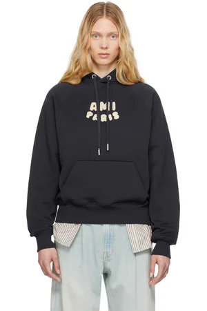 Ami Pull à capuche bleu marine à appliqués à logo