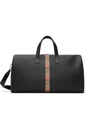 Paul Smith Sac de sport noir en cuir à garniture à rayures emblématiques