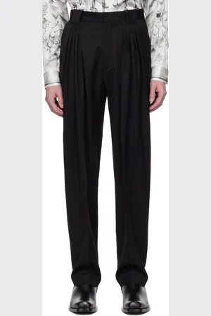 Casablanca Pantalon façon costume noir en laine à plis