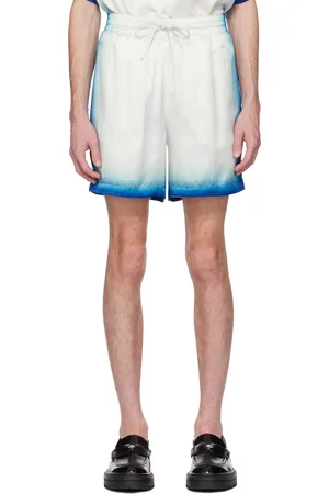 Casablanca Short blanc et bleu à image à logo Casa Way Skate