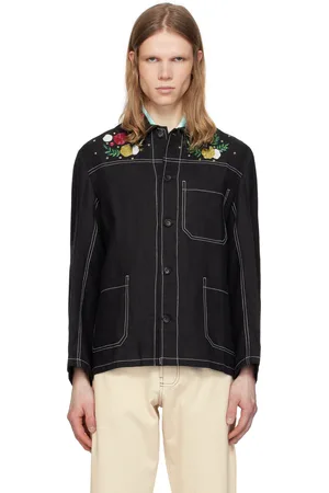 HARAGO Blouson noir à perles et à piqures doubles