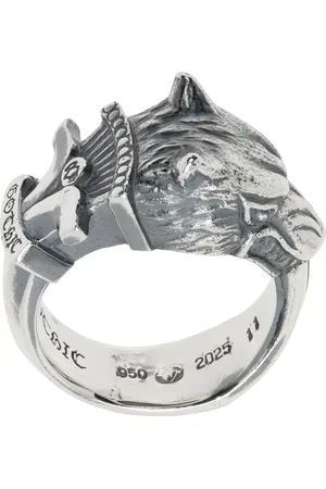 YOHJI YAMAMOTO Bague argentée à ornement en forme de loup
