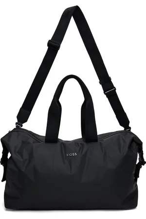 HUGO BOSS Sac de sport noir en satin de nylon enduit