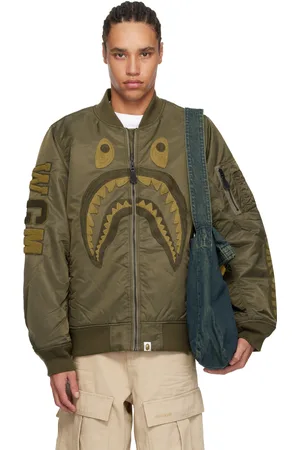 BAPE Blouson aviateur MA-1 kaki à requin emblématique