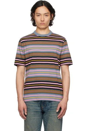 Paul Smith T-shirt rose et gris en coton à rayures