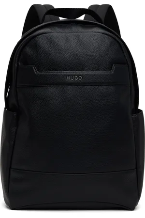 HUGO BOSS Sac à dos noir en cuir grainé texturé