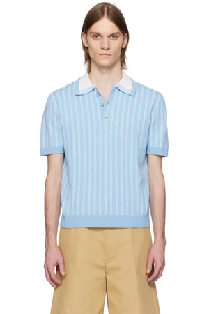 Casablanca Polo bleu et blanc à motif à monogrammes