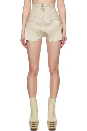 Rick Owens Short Dirt beige en denim à bords bruts - Hollywood