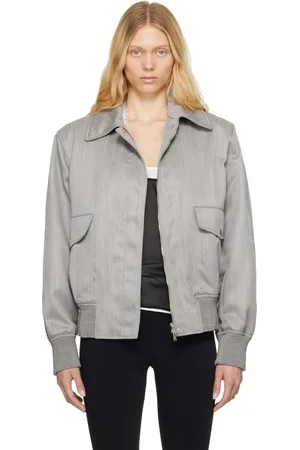 Stella McCartney Blouson aviateur droit gris à col classique