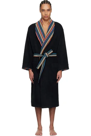 Paul Smith Sortie-de-bain noire à garnitures à rayures Artist