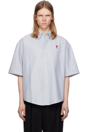 Ami Chemise à manches courtes droite bleue en coton