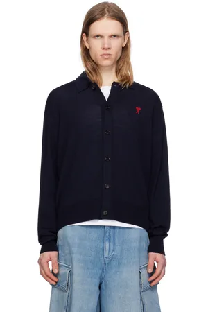 Ami Cardigan bleu marine à logo Ami de cœur