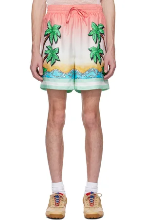 Casablanca Short multicolore en soie à imprimé Tennis Club