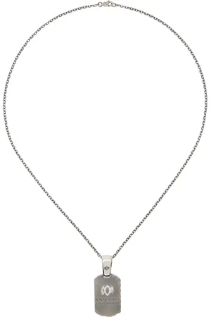 YOHJI YAMAMOTO Collier argenté à pendentif de plaque d