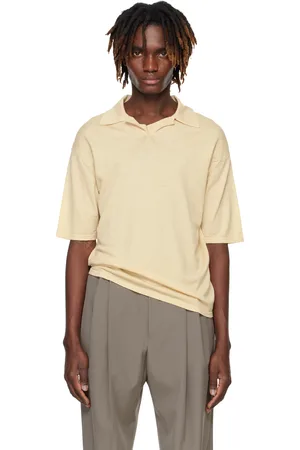 Auralee Polo teint en plongée jaune en tricot de laine