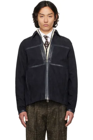 Paul Smith Blouson bleu marine en suède à glissière