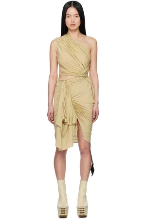 Rick Owens Robe courte Fog beige en jersey léger de coton - Hollywood