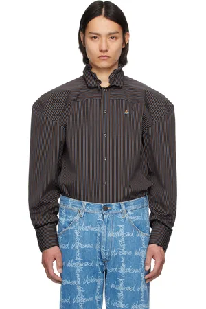 Vivienne Westwood Chemise de style football bleu marine à volant