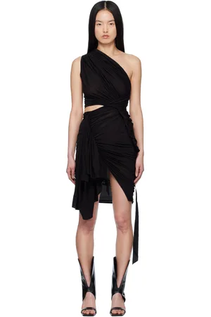 Rick Owens Robe courte Fog noire en jersey léger de coton - Hollywood