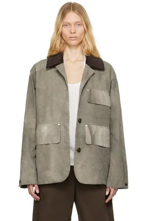 Stella McCartney Blouson gris en velours côtelé à effet délavé