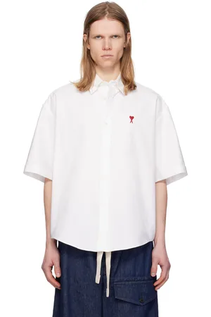 Ami Chemise à manches courtes droite blanche en coton