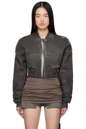 Rick Owens Blouson aviateur écourté gris en denim - Hollywood