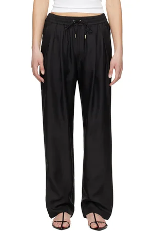 Silk Laundry Pantalon de détente décontracté noir en sergé