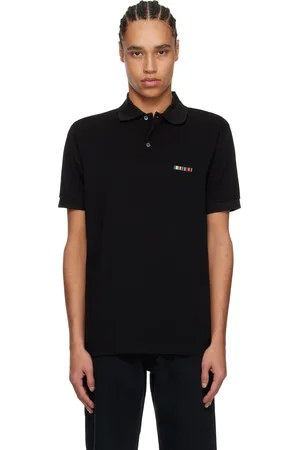 Paul Smith Polo noir en coton à rayures emblématiques et à logo