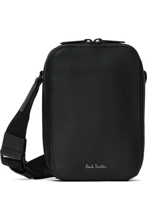 Paul Smith Pochette aviateur noire en cuir grainé et gaufré